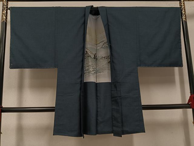 平和屋着物●男性 紬 アンサンブル 亀甲柄 正絹 逸品 未使用 AABH6882ph