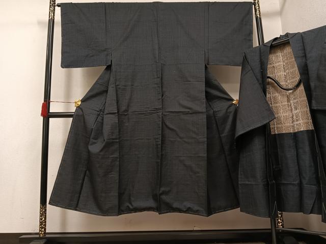 平和屋着物●男性 本場大島紬 アンサンブル 80亀甲 総詰め 正絹 逸品 未使用 AABH6884ph