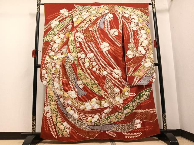 平和屋着物●越後十日町の一流染匠　桐屋・翠山工房　訪問着　絞り　辻が花　金銀彩　やまと金ラベル　正絹　逸品　DABD9078ud 平和屋着物○越後十日町の一流染匠 桐屋・翠山工房 振袖