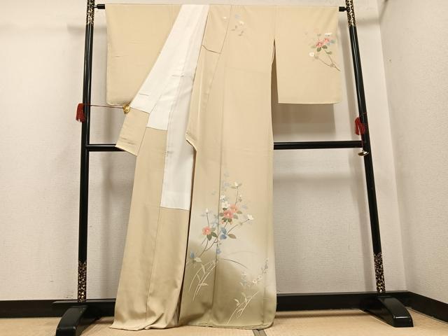 平和屋着物●訪問着 友禅 枝花文 暈し染め 正絹 逸品 未使用 AABH6904ph