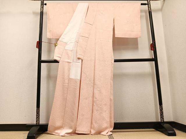 平和屋着物●無地絵羽訪問着 辻が花 刺繍 色無地 肌色 正絹 逸品 未使用 AABH6907ph