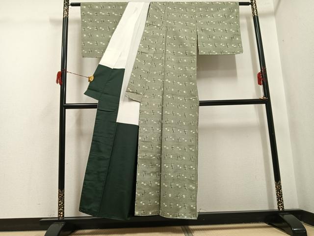 平和屋着物●本場琉球絣 紬 正絹 逸品 未使用 AABH6909ph