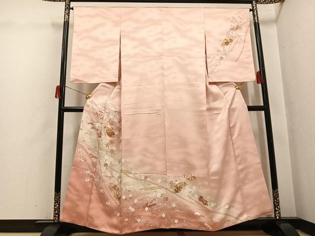 平和屋着物●訪問着 地紙花文 暈し染め 金彩 正絹 逸品 AABH6910ph