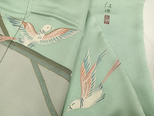 平和屋着物●訪問着 作家物 刺繍 飛鳥草木文 金彩 正絹 逸品 AABH6911ph