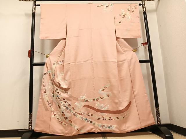 平和屋着物●訪問着 友禅 草花文 金彩 阪急百貨店扱い 正絹 逸品 AABH6917ph