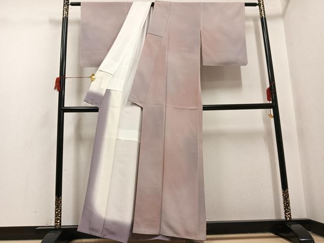 平和屋着物●染色作家 斉藤三才 小紋 霞文 暈し染め 正絹 逸品 未使用 AABH6918ph