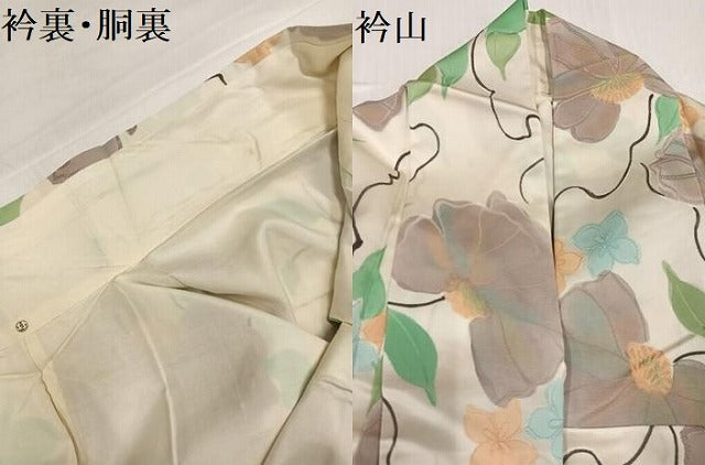 平和屋着物▼上質な小紋 地紋起こし 草花文 正絹 逸品 AABH6920ph