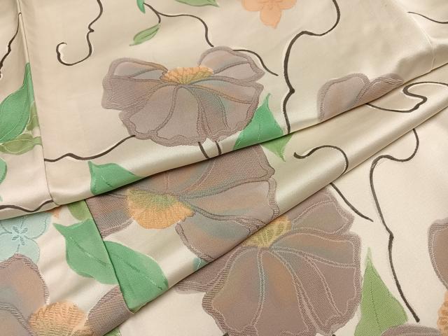 平和屋着物▼上質な小紋 地紋起こし 草花文 正絹 逸品 AABH6920ph