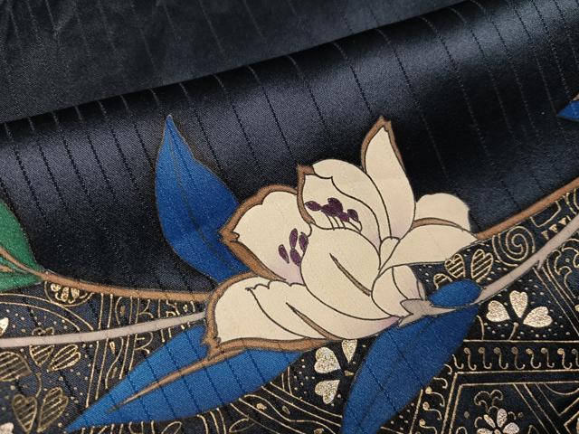 平和屋着物●訪問着 絞り 草花文 金銀彩 正絹 逸品 AABH6925ph