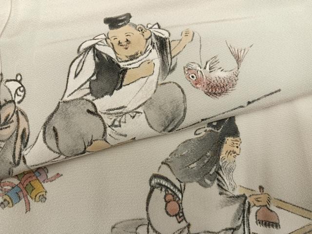 平和屋着物●訪問着 作家物 香琳 手描き 七福神 正絹 逸品 AABH6940ph