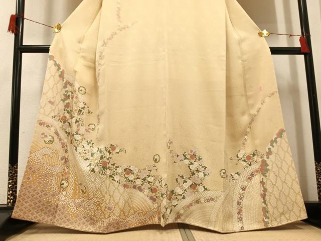 平和屋着物●訪問着 作家物 高橋義和 駒刺繍 花唐草文 金彩 やまと金ラベル 正絹 逸品 未使用 AABH6945ph