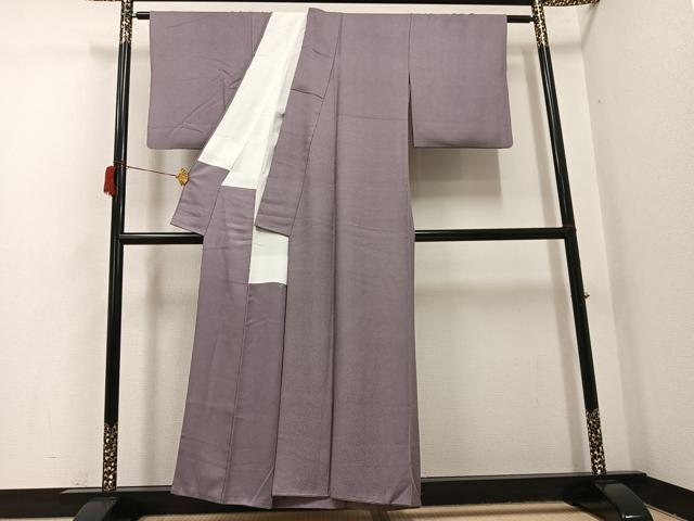 平和屋着物●江戸小紋 草木染 極小鮫小紋柄 反端付き 正絹 逸品 AABH6950ph