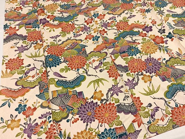 平和屋着物●上質な小紋 紅型 松竹梅風景文 正絹 逸品 未使用 AABH6951ph