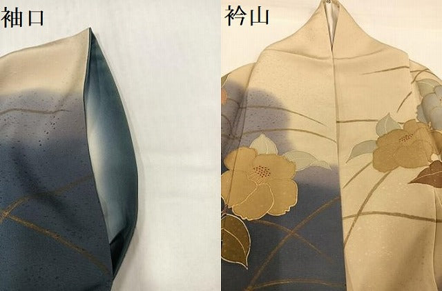 平和屋着物●訪問着 駒刺繍 枝花文 暈し染め 金彩 ますいわ屋扱い 正絹 逸品 AABH6956ph