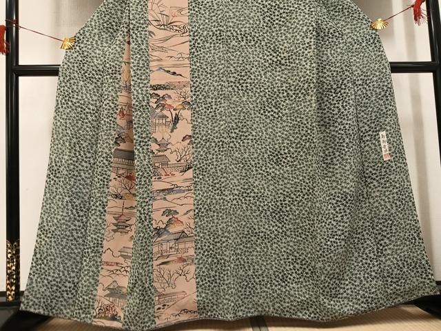 平和屋着物●人間国宝・南部芳松の息子 伝統工芸伝承者彫刻・南部幸雄 型染 訪問着 風景文 鬼しぼ縮緬 正絹 逸品 AABH6957ph