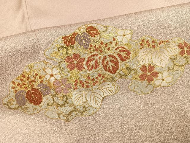 平和屋着物●豪華色留袖 駒刺繍 草花文 金彩 正絹 逸品 AABH6960ph