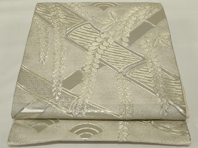 平和屋着物◎六通柄袋帯 藤花房 銀糸 正絹 逸品 AABH6961ou