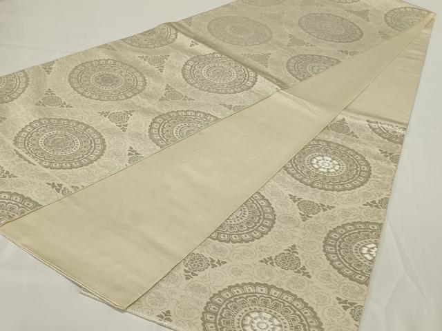 平和屋着物◎六通柄 本袋帯 手織錦 花丸文 純銀箔100% 正絹 逸品 AABH6964ou
