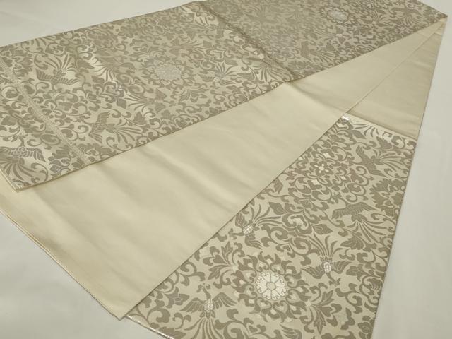 平和屋着物◎六通柄袋帯 鳳凰花文 銀糸 正絹 逸品 AABH6967ou