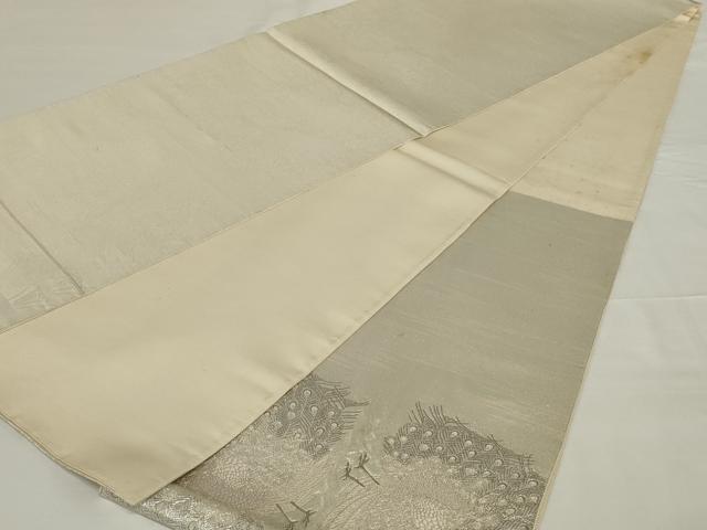 平和屋着物◎太鼓柄袋帯 唐織 孔雀文 銀糸 正絹 逸品 AABH6998ou