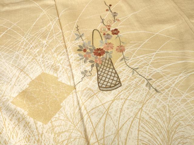 平和屋着物●訪問着 刺繍 松皮菱花文 金彩 正絹 逸品 未使用 AABH7008ck
