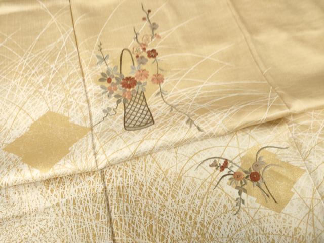 平和屋着物●訪問着 刺繍 松皮菱花文 金彩 正絹 逸品 未使用 AABH7008ck