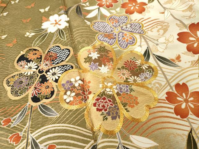 平和屋着物●豪華振袖 駒刺繍 枝垂れ桜文 暈し染め 正絹 逸品 未使用 AABH7010ck