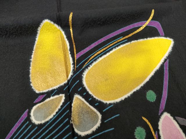 平和屋着物●豪華振袖 絞り 舞蝶文 金銀彩 正絹 逸品 AABH7011ck