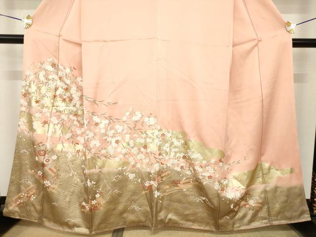 平和屋着物●豪華色留袖 駒刺繍 花筏文 金彩 正絹 逸品 未使用 AABH7012ck