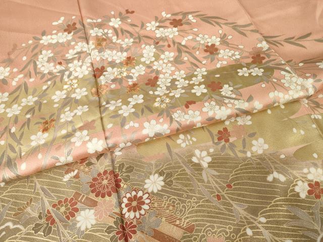 平和屋着物●豪華色留袖 駒刺繍 花筏文 金彩 正絹 逸品 未使用 AABH7012ck