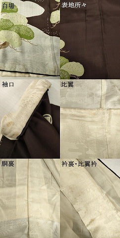 平和屋着物●アンティーク 大正ロマン 黒留袖 松 正絹 逸品 AABH7013ck