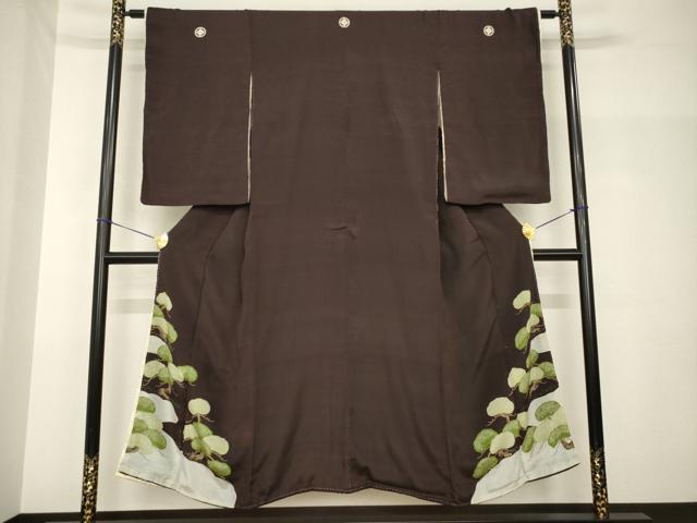 平和屋着物●アンティーク 大正ロマン 黒留袖 松 正絹 逸品 AABH7013ck