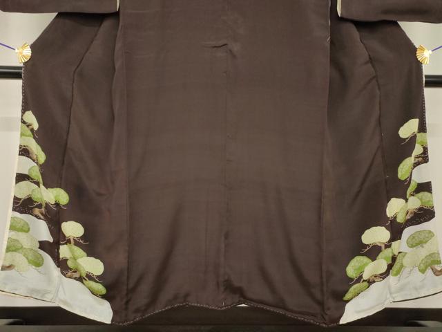 平和屋着物●アンティーク 大正ロマン 黒留袖 松 正絹 逸品 AABH7013ck