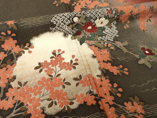 平和屋着物●訪問着 雪輪花文 暈し染め 正絹 逸品 AABH7014ck