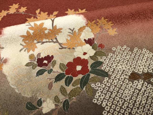 平和屋着物●訪問着 雪輪花文 暈し染め 正絹 逸品 AABH7014ck