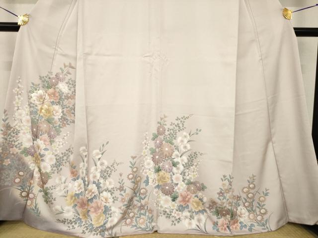 平和屋着物●訪問着 刺繍 草花文 暈し染め 金彩 洗える着物 AABH7015ck
