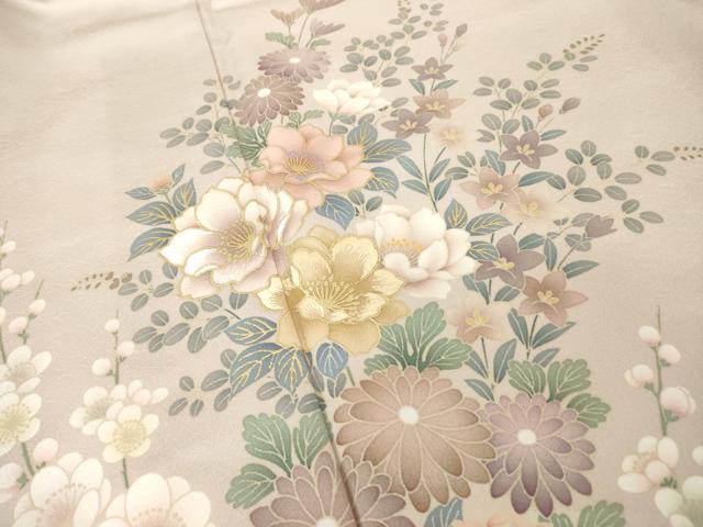 平和屋着物●訪問着 刺繍 草花文 暈し染め 金彩 洗える着物 AABH7015ck