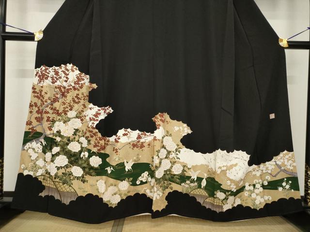平和屋着物●豪華黒留袖 作家物 花蝶文 金彩 正絹 逸品 AABH7020ck