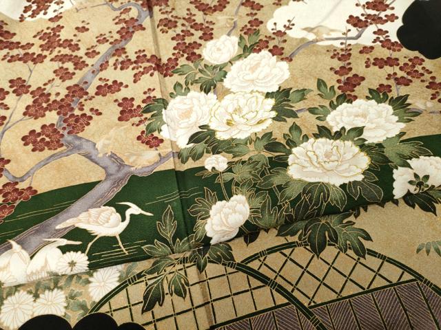 平和屋着物●豪華黒留袖 作家物 花蝶文 金彩 正絹 逸品 AABH7020ck