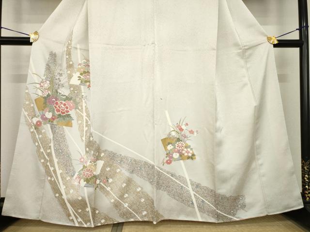 平和屋着物●訪問着 友禅 扇面花文 正絹 逸品 AABH7036ck