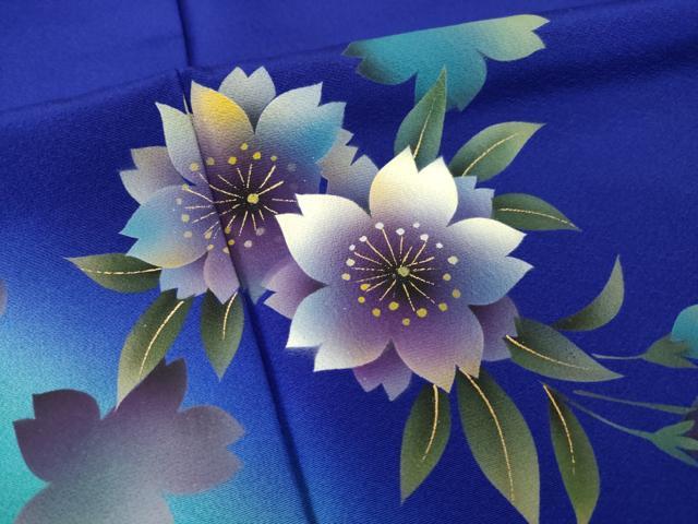 平和屋着物●豪華振袖 舞桜文 暈し染め 正絹 逸品 AABH7041ck