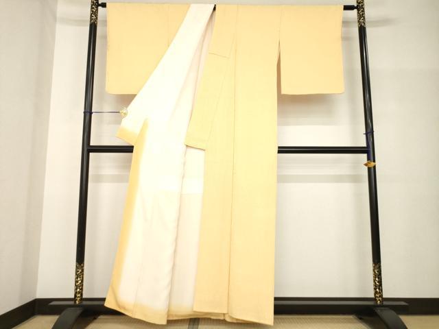 平和屋着物●上質な色無地 樹林地紋 萱草色 正絹 逸品 AABH7044ck