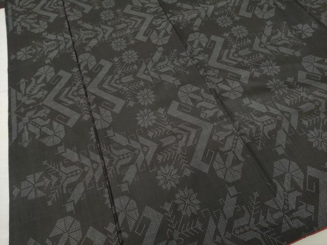 平和屋着物●本場大島紬 一元7マルキ 幾何学花文 正絹 逸品 AABH7045ck