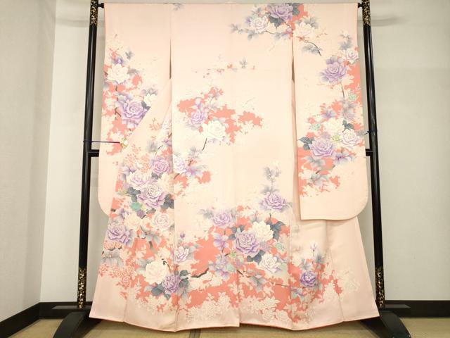 平和屋着物●豪華振袖 刺繍 枝花文 正絹 逸品 AABH7057ck