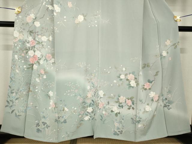 平和屋着物●訪問着 友禅 作家物 松雨 枝花文 正絹 逸品 AABH7060ck