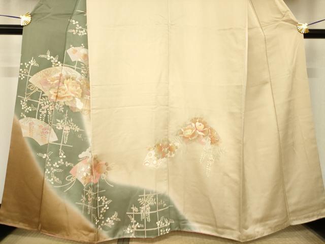 平和屋着物●訪問着 地紙花文 暈し染め 金彩 正絹 逸品 AABH7070ck