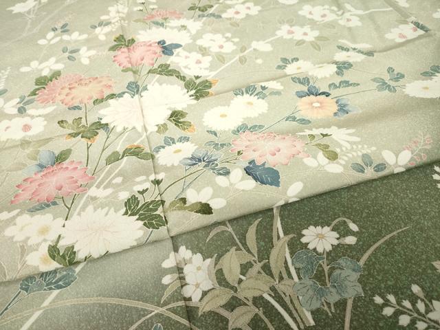 平和屋着物●訪問着 友禅 枝花文 暈し染め 正絹 逸品 AABH7073ck