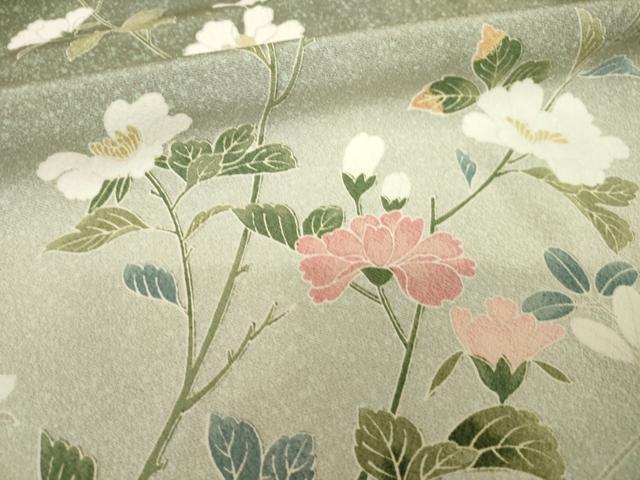 平和屋着物●訪問着 友禅 枝花文 暈し染め 正絹 逸品 AABH7073ck