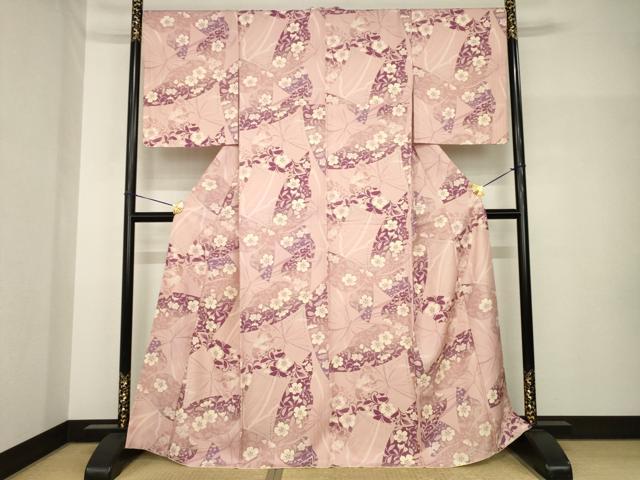 平和屋着物●上質な小紋 花蝶文 正絹 逸品 AABH7076ck