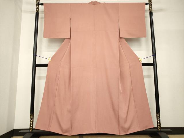 平和屋着物●江戸小紋 万筋 紅樺色×白色 正絹 逸品 AABH7079ck